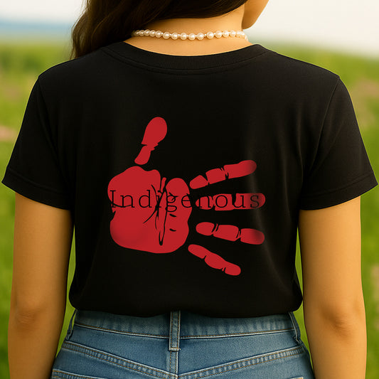 MMIW Indigenous Woman Red Hand Unisex Back T-Shirt/Hoodie/Sweatshirt 014