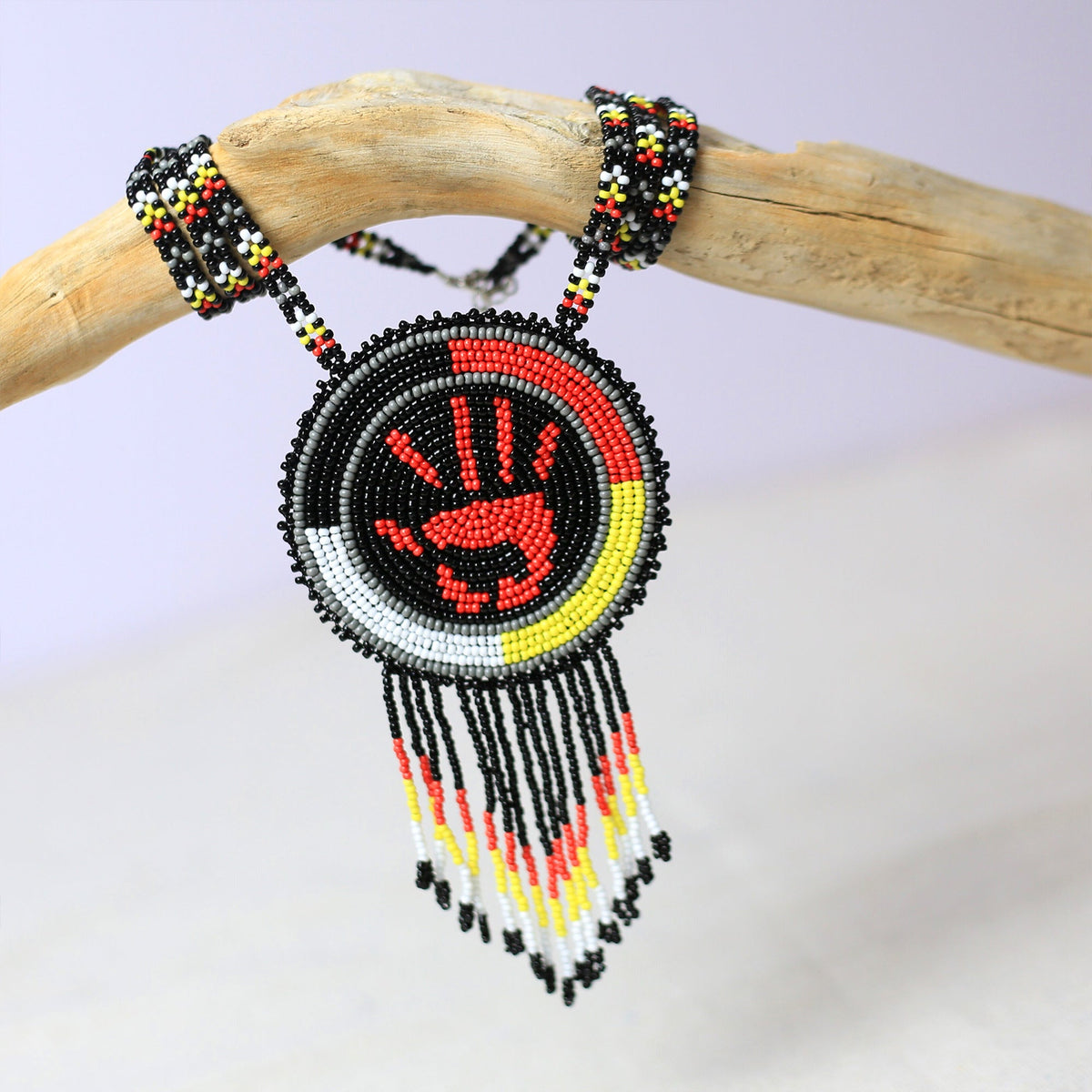MMIW Handprint Beaded Choker Necklace Premium Native American Style
