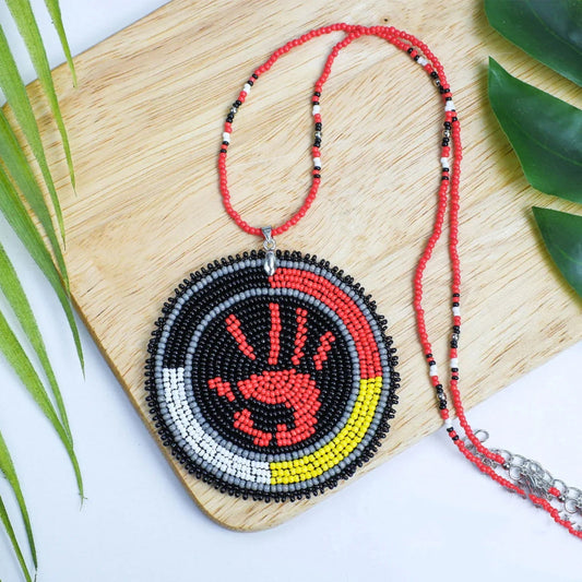 Handmade Beaded Handprint Necklace