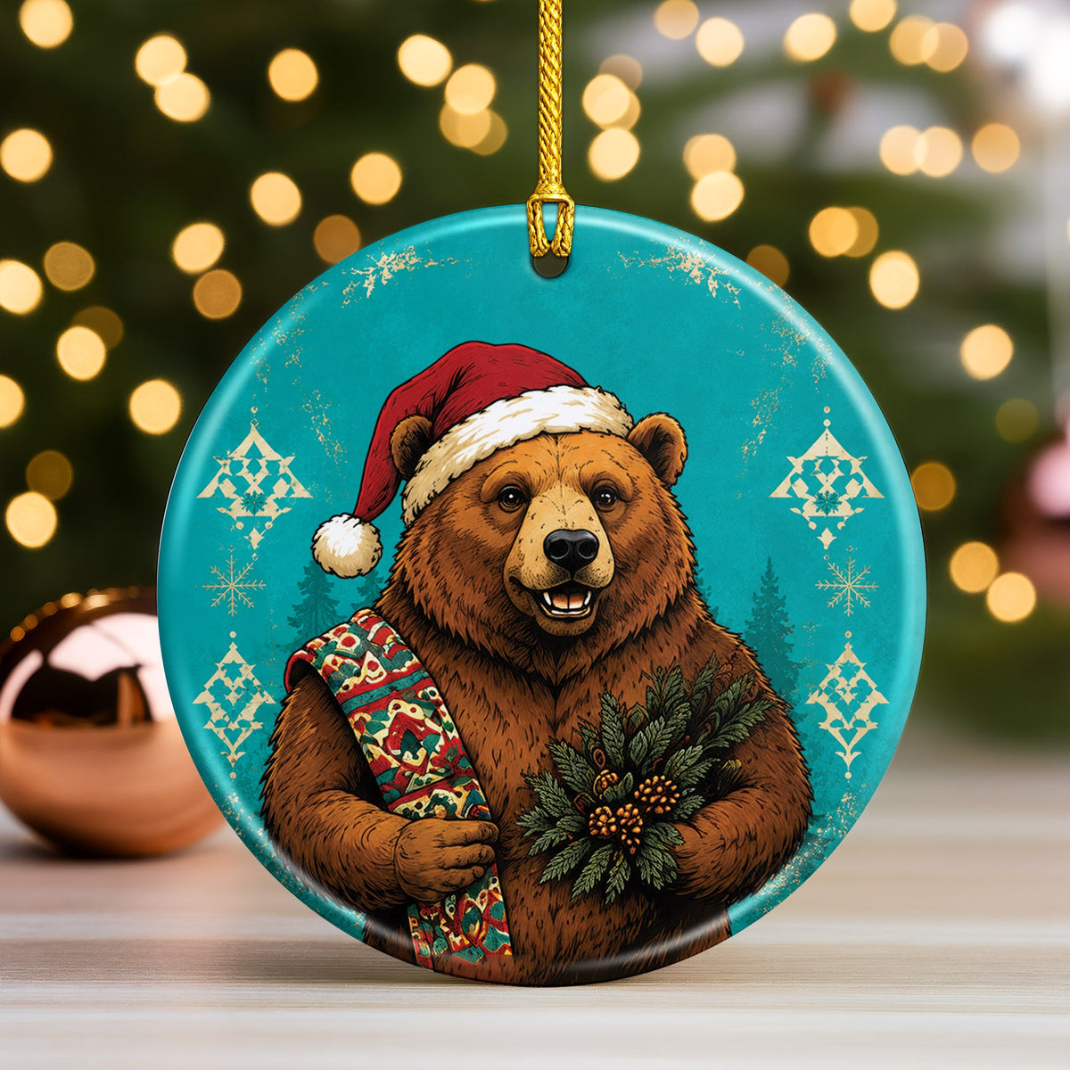 Native Inspired Animals Christmas Ornament Ceramic Holiday Tree Decoration Gift