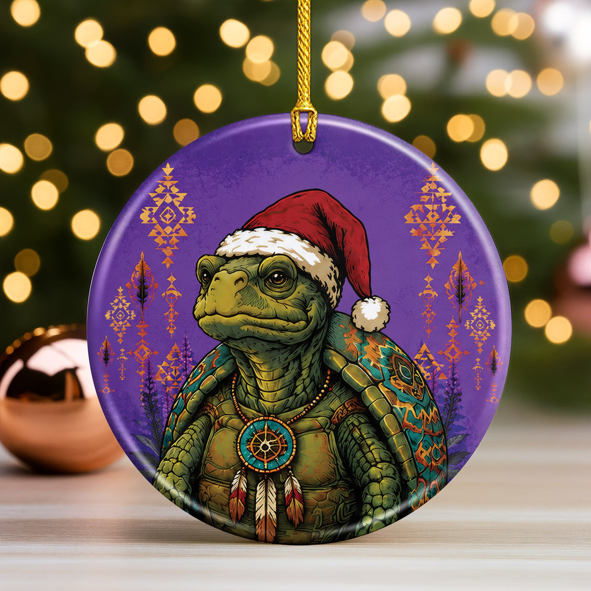 Native Inspired Animals Christmas Ornament Ceramic Holiday Tree Decoration Gift