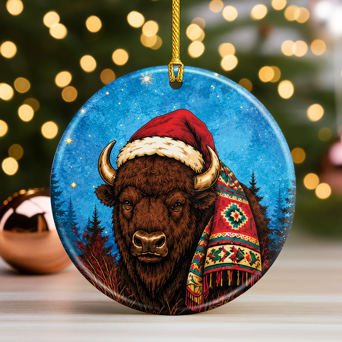Native Inspired Animals Christmas Ornament Ceramic Holiday Tree Decoration Gift