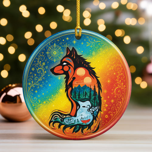 Spirit Animals Christmas Ornament Native Inspired Ceramic Holiday Decoration Gift