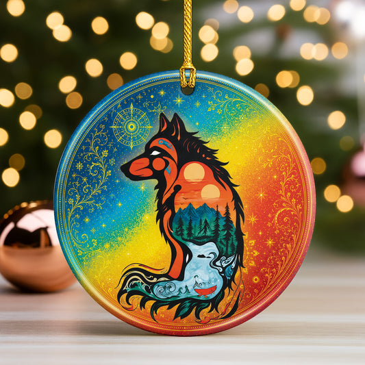 Spirit Animals Christmas Ornament Native Inspired Ceramic Holiday Decoration Gift