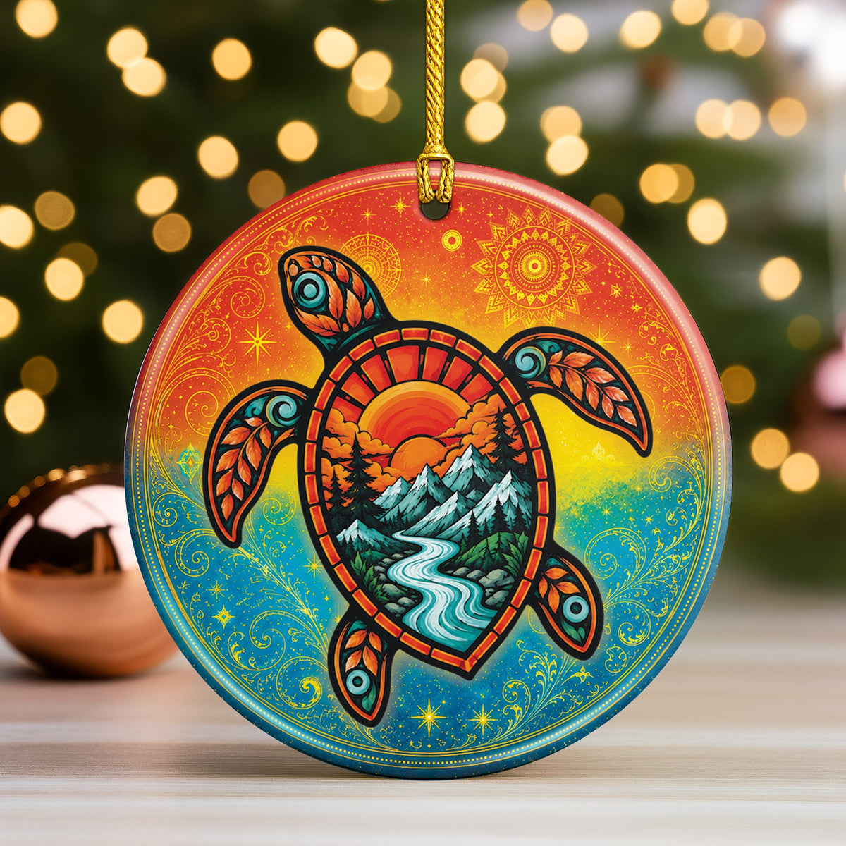 Spirit Animals Christmas Ornament Native Inspired Ceramic Holiday Decoration Gift