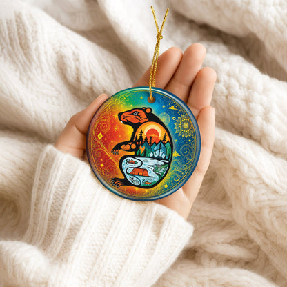Spirit Beaver Christmas Ornament Native Inspired Ceramic Holiday Tree Decoration Gift