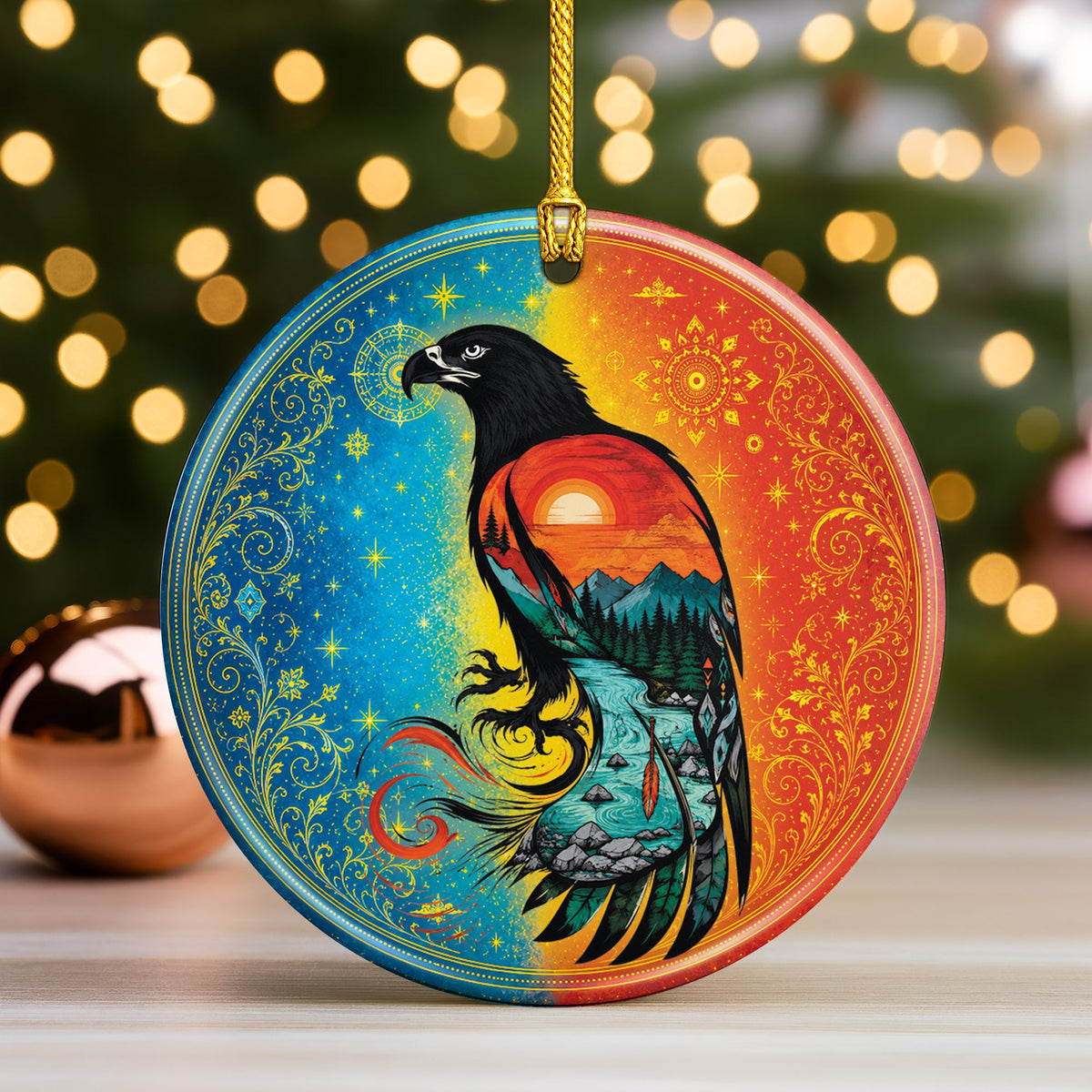 Spirit Animals Christmas Ornament Native Inspired Ceramic Holiday Decoration Gift