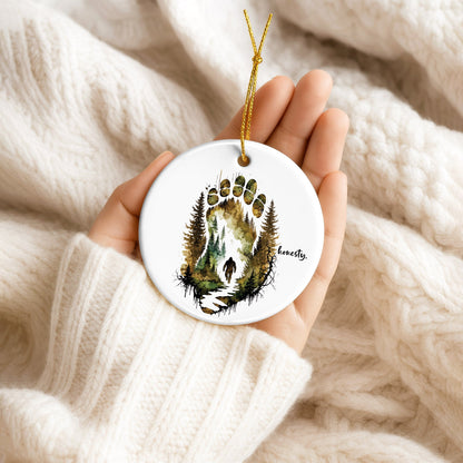 Honesty Bear Paw Ceramic Christmas Ornament Wildlife Forest Holiday Tree Decoration Gift