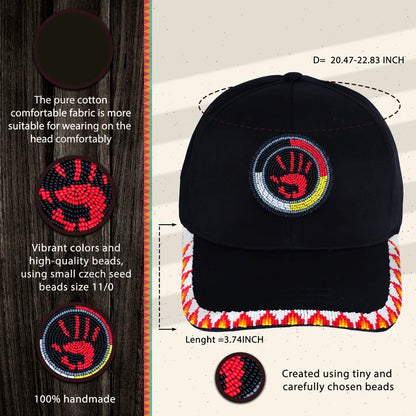 MMIW Feathers Cotton Unisex Baseball Cap With Beaded Patch Brim Native American Style