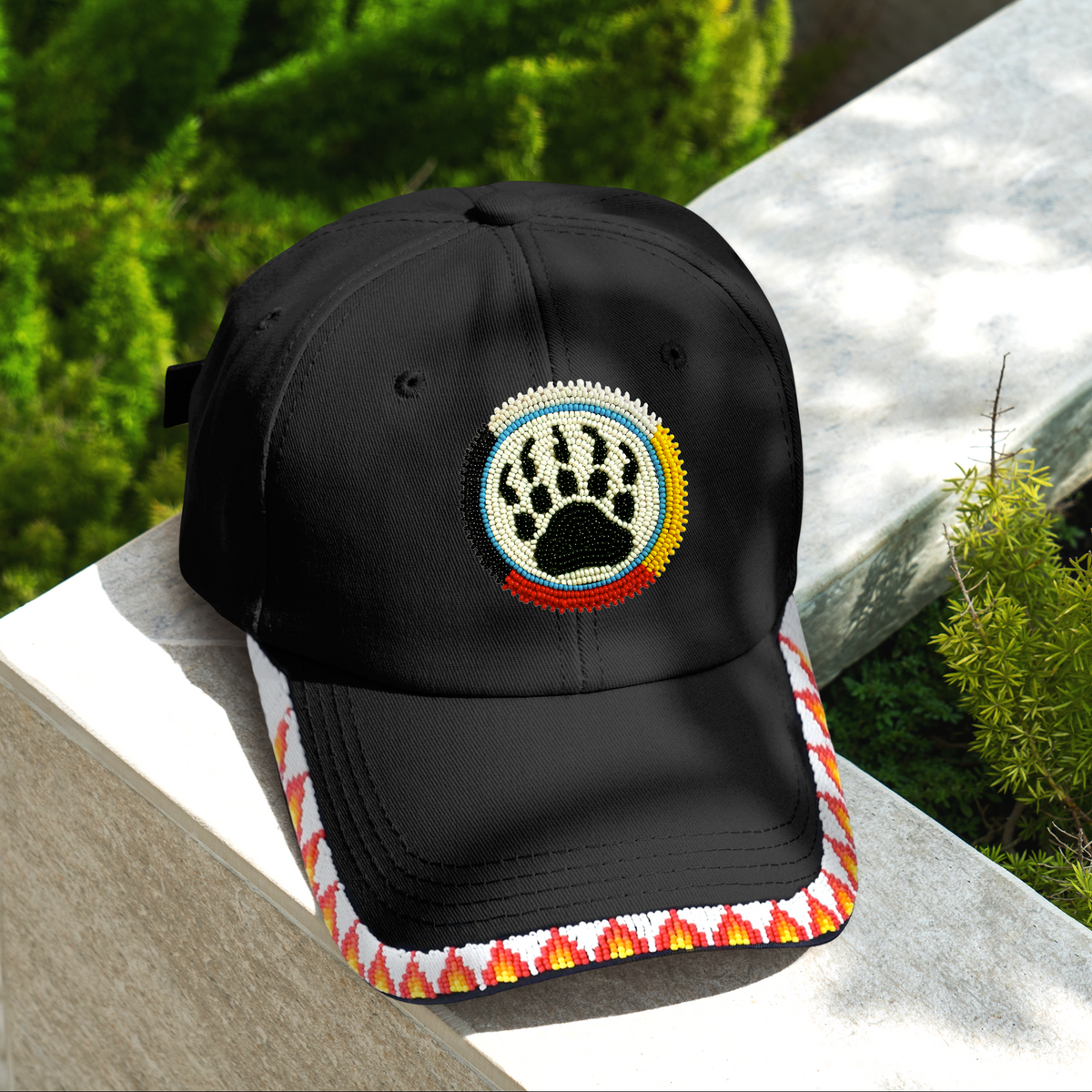 Bear Paw Baseball Cap With Patch Brim Unisex Native American Style