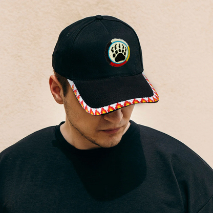 Bear Paw Baseball Cap With Patch Brim Unisex Native American Style