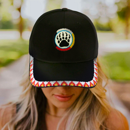 Bear Paw Baseball Cap With Patch Brim Unisex Native American Style