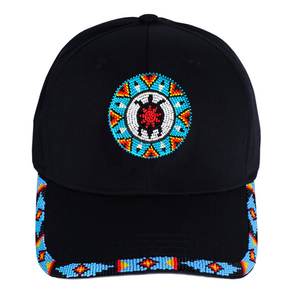 MMIW Feathers Cotton Unisex Baseball Cap With Beaded Patch Brim Native American Style
