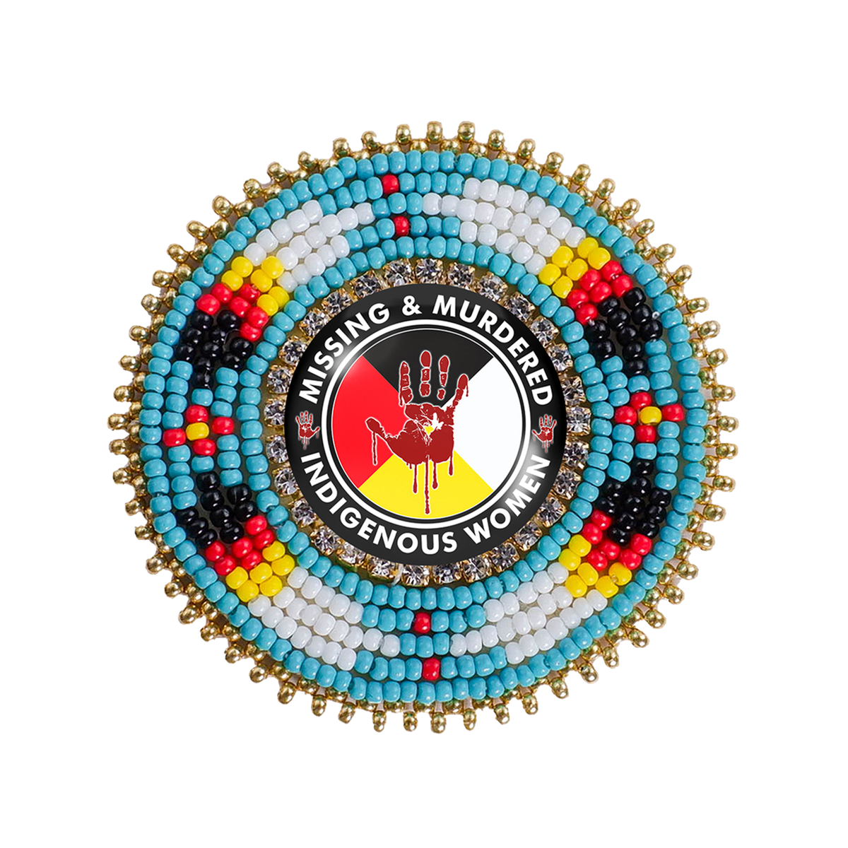MMIW Feathers Handmade Glass Beaded Patch Necklace Pendant