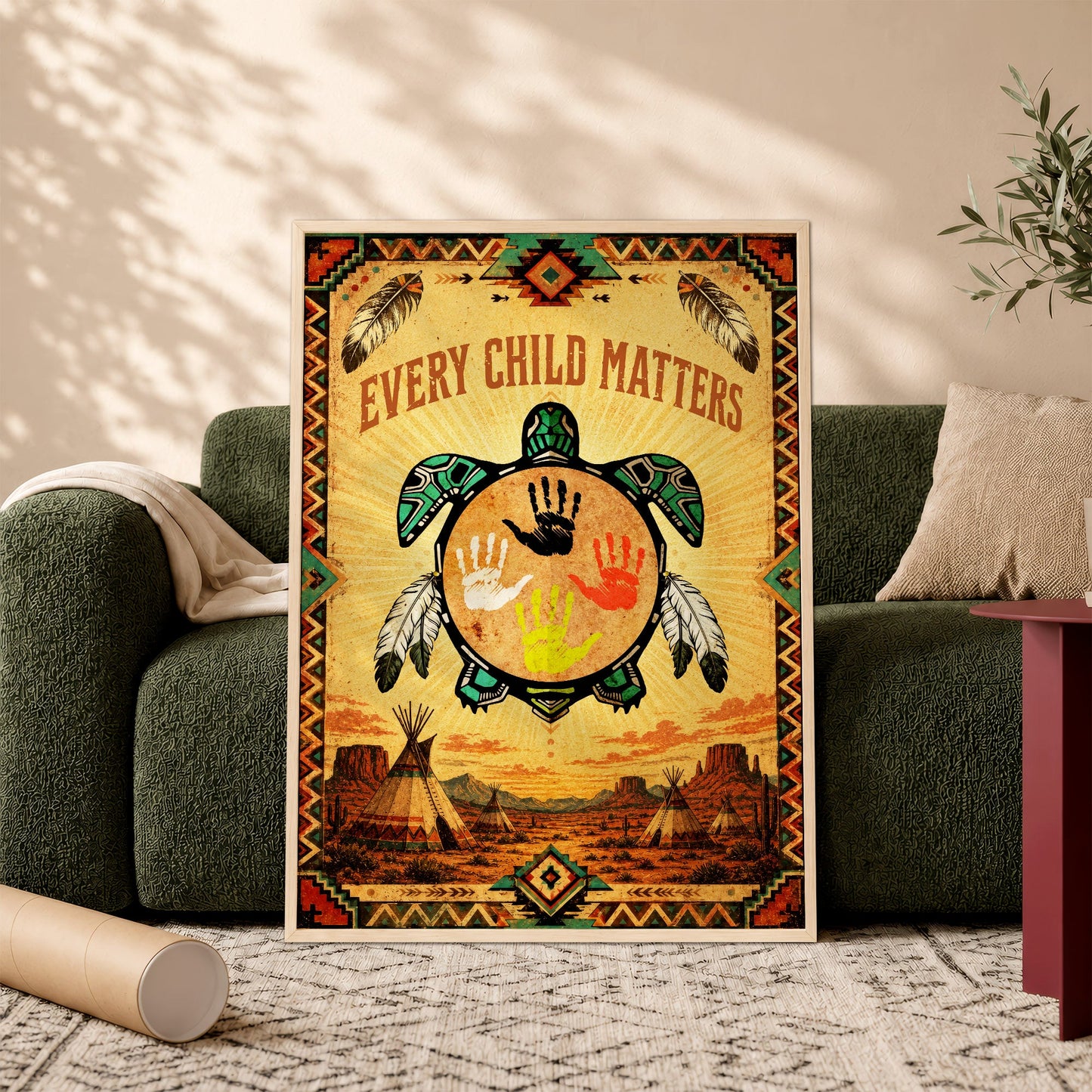 Every Child Matters Turtle Canvas Wall Art – Native American Indigenous Home Decor