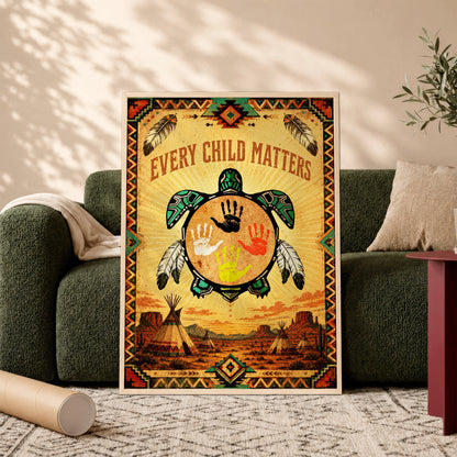 Every Child Matters Turtle Canvas Wall Art – Native American Indigenous Home Decor