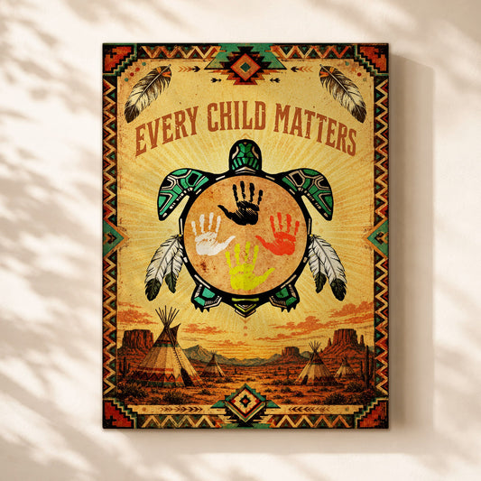 Every Child Matters Turtle Canvas Wall Art – Native American Indigenous Home Decor