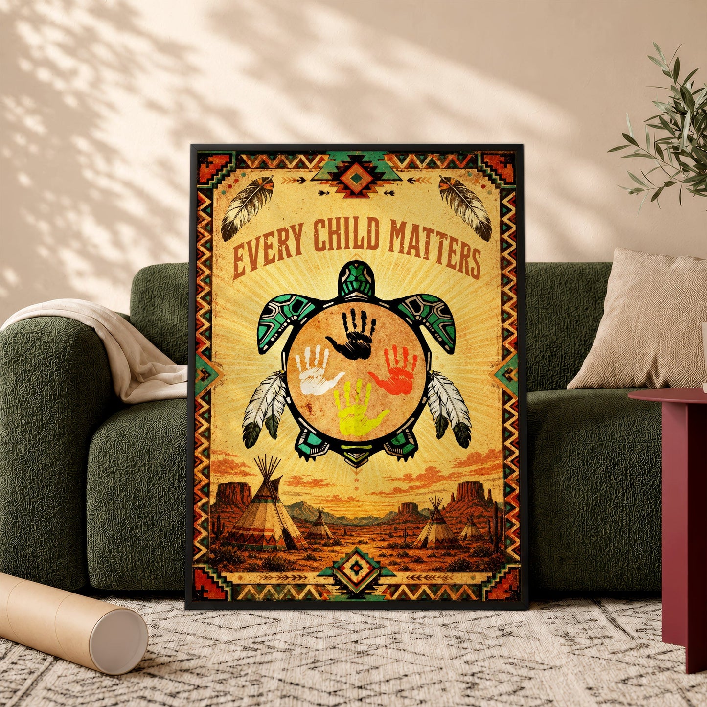 Every Child Matters Turtle Canvas Wall Art – Native American Indigenous Home Decor