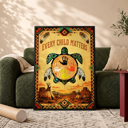 Every Child Matters Turtle Canvas Wall Art – Native American Indigenous Home Decor