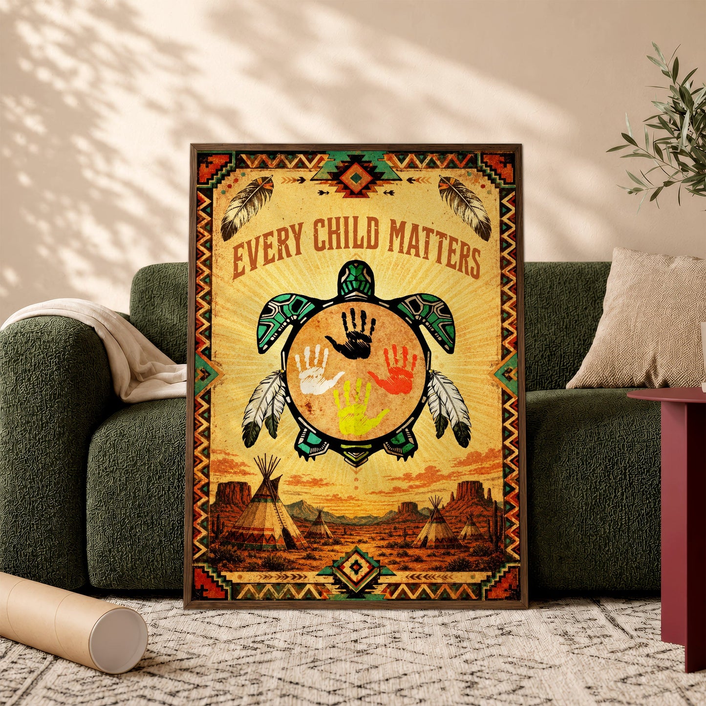 Every Child Matters Turtle Canvas Wall Art – Native American Indigenous Home Decor