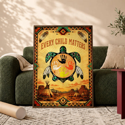 Every Child Matters Turtle Canvas Wall Art – Native American Indigenous Home Decor