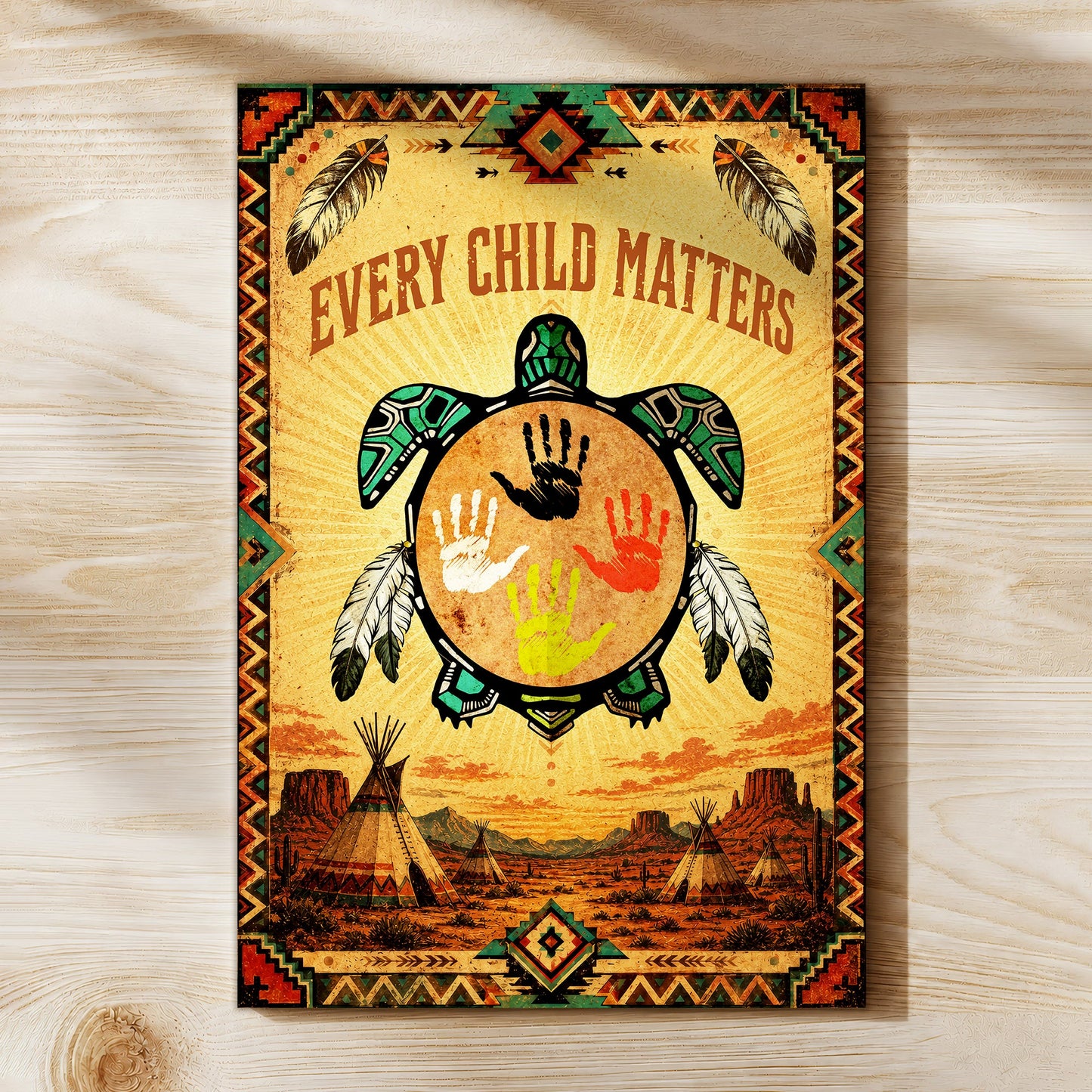 Every Child Matters Turtle Canvas Wall Art – Native American Indigenous Home Decor
