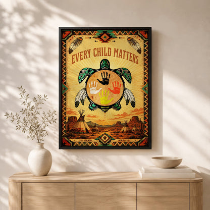 Every Child Matters Turtle Canvas Wall Art – Native American Indigenous Home Decor