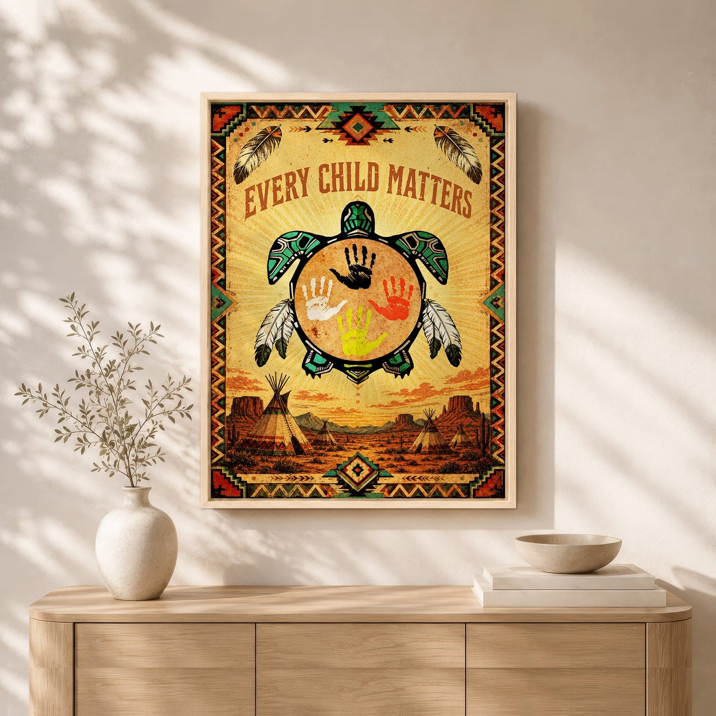 Every Child Matters Turtle Canvas Wall Art – Native American Indigenous Home Decor