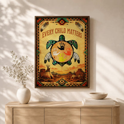 Every Child Matters Turtle Canvas Wall Art – Native American Indigenous Home Decor