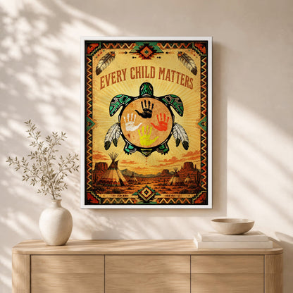 Every Child Matters Turtle Canvas Wall Art – Native American Indigenous Home Decor