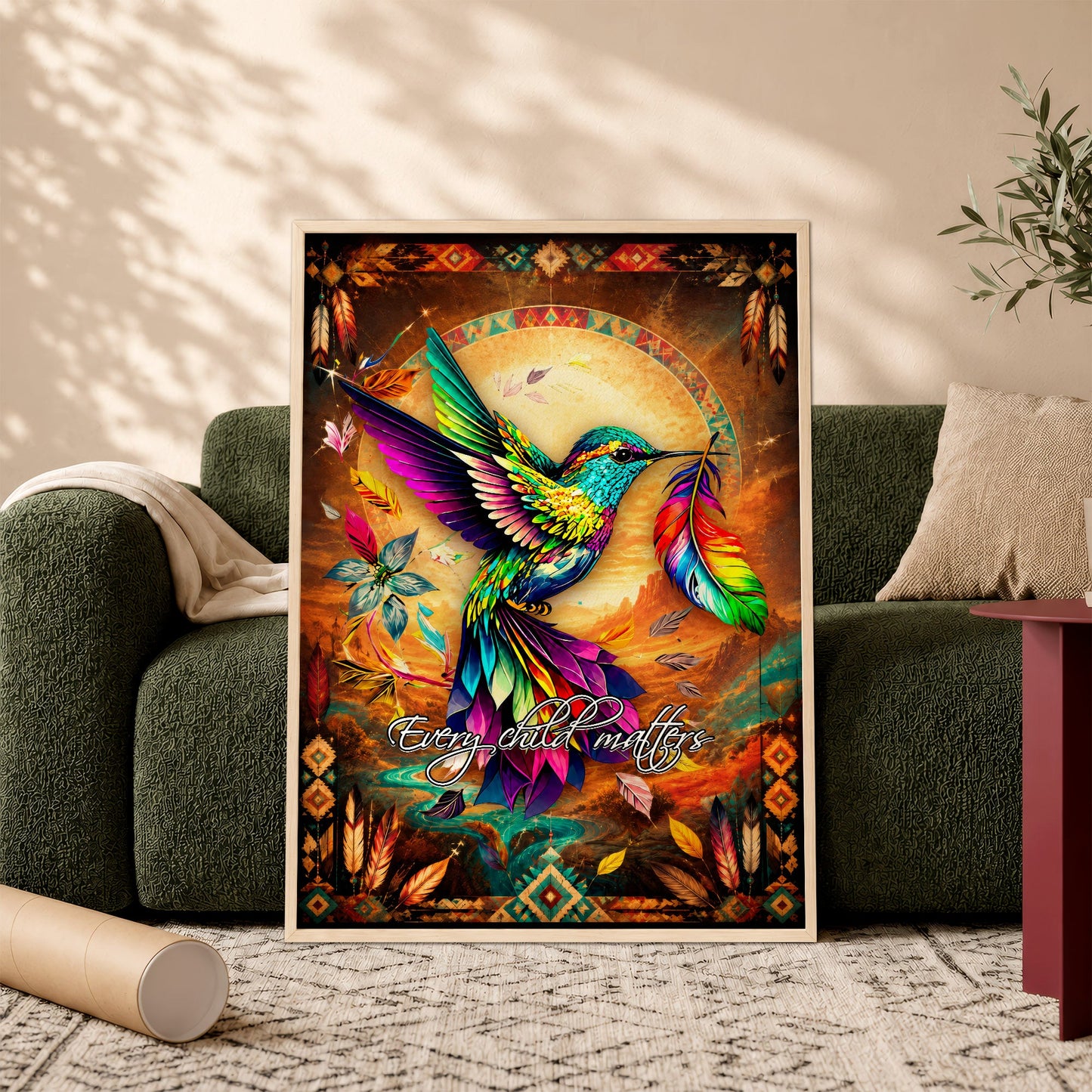 Every Child Matters Hummingbird Canvas - Indigenous Wall Art
