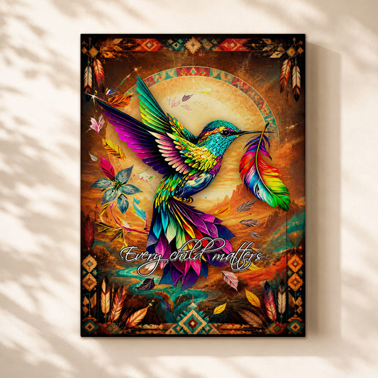 Every Child Matters Hummingbird Canvas - Indigenous Wall Art
