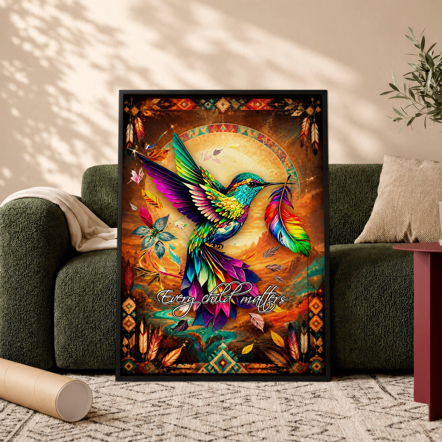 Every Child Matters Hummingbird Canvas - Indigenous Wall Art