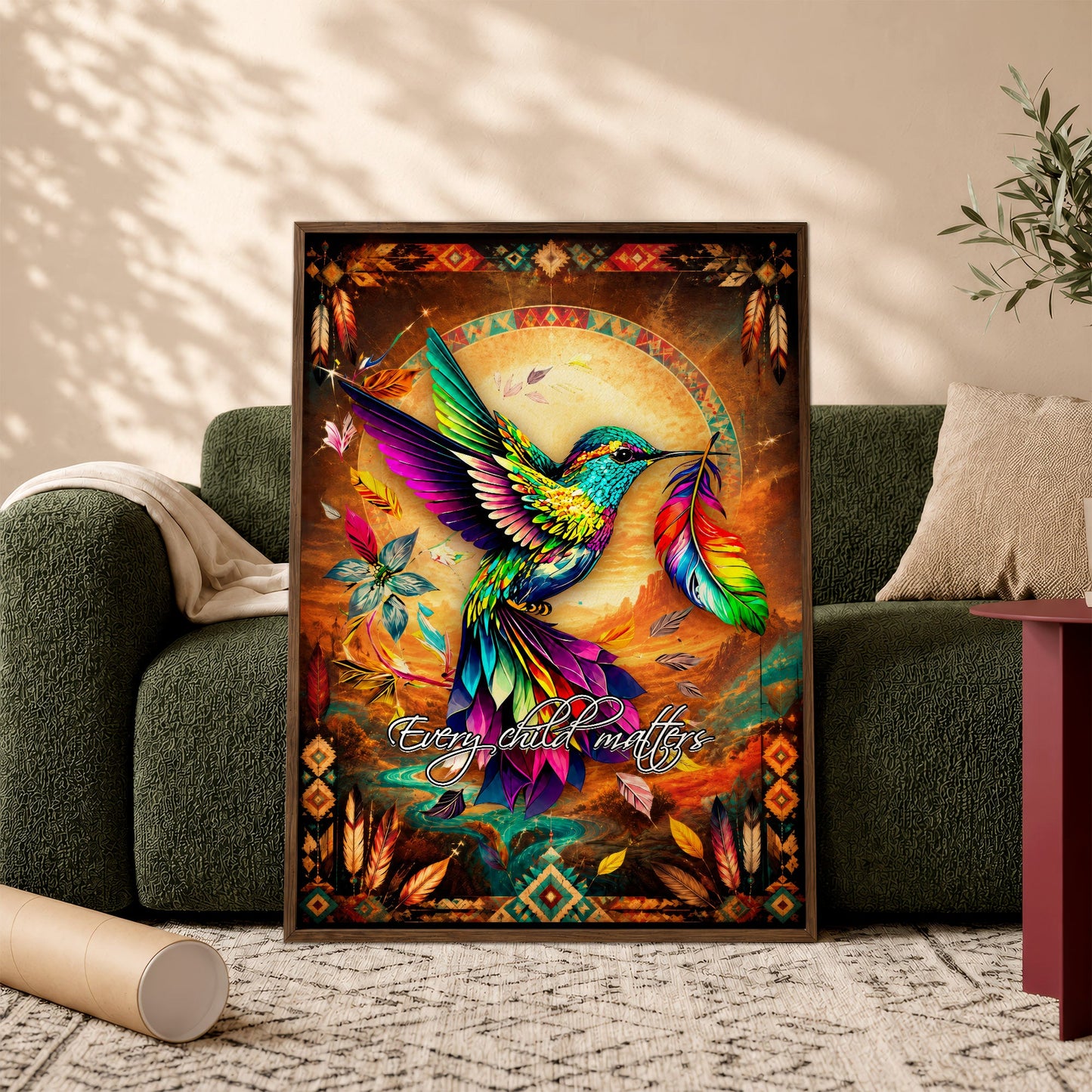 Every Child Matters Hummingbird Canvas - Indigenous Wall Art