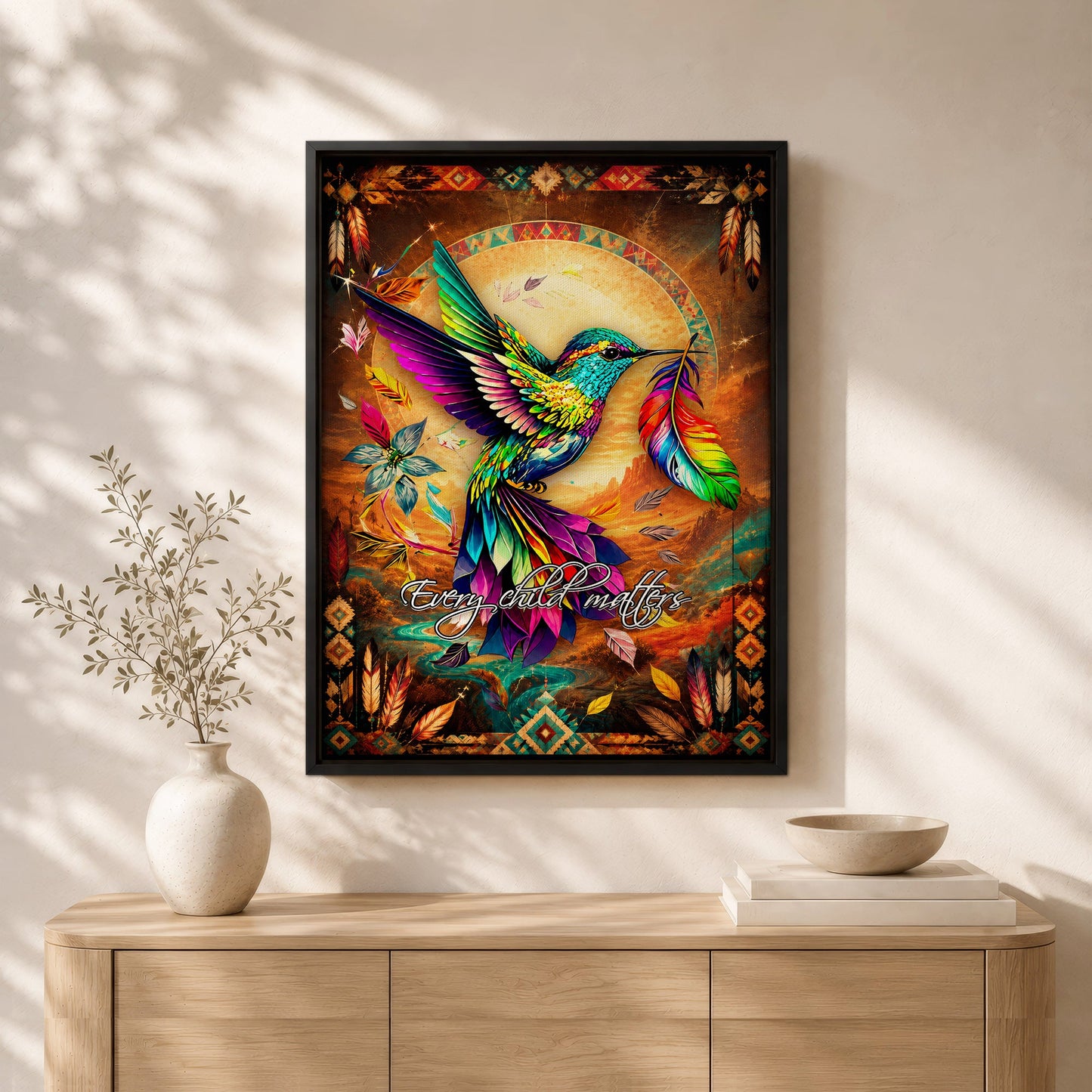 Every Child Matters Hummingbird Canvas - Indigenous Wall Art
