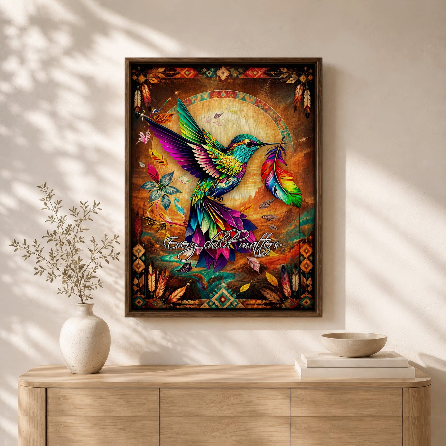 Every Child Matters Hummingbird Canvas - Indigenous Wall Art