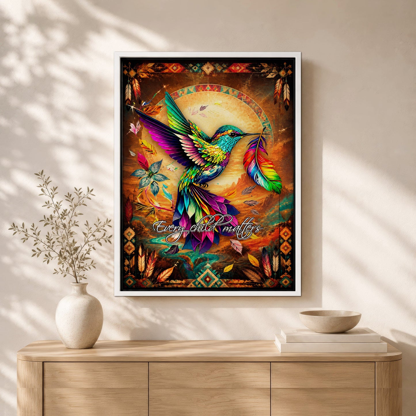 Every Child Matters Hummingbird Canvas - Indigenous Wall Art