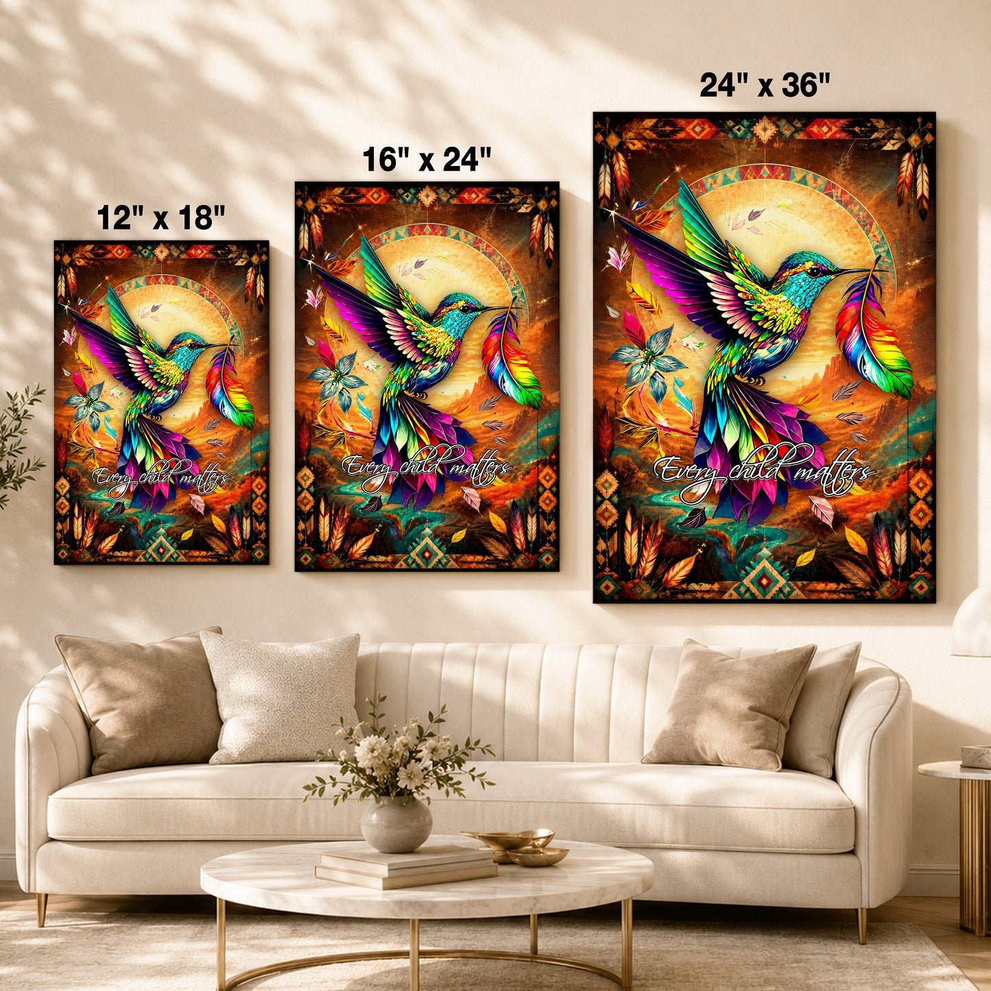 Every Child Matters Hummingbird Canvas - Indigenous Wall Art