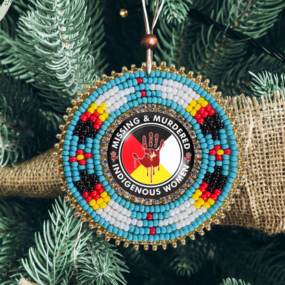 MMIW Feathers Handmade Glass Beaded Patch Necklace Pendant