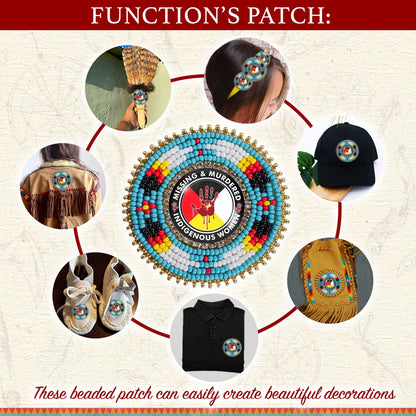 MMIW Feathers Handmade Glass Beaded Patch Necklace Pendant