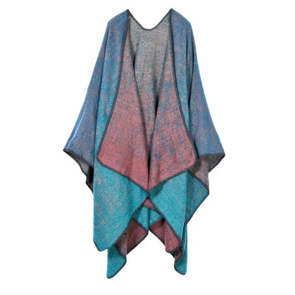 Autumn Winter Lattice Women Travel Shawl Imitation Cashmere European  National Style Fork Thickened Cloak Ponchos Capes