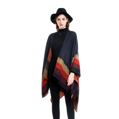 2024 New Fashion Winter Warm Plaid Ponchos And Capes For Women Oversized Shawls and Wraps Cashmere Pashmina Female Bufanda Mujer
