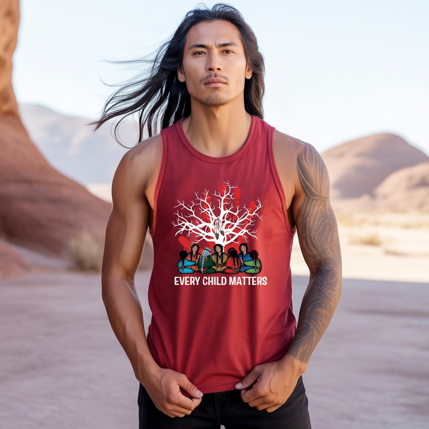 Every Child Matters Indigenous Roots Red Hand Design For Orange Shirt Day Unisex Tank Top