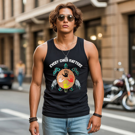 Every Child Matters Feather Hand Color On Turtle Unisex Tank Top