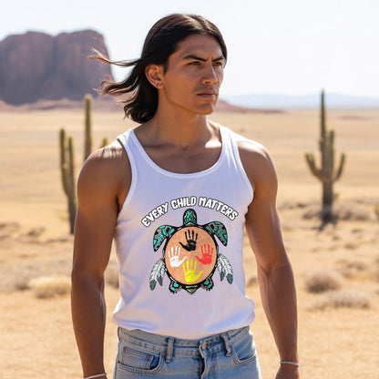 Every Child Matters Feather Hand Color On Turtle Unisex Tank Top