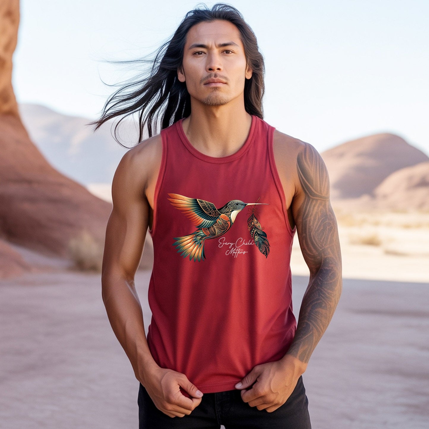 Every Child Matters Hummingbird Feather Native American Unisex Tank Top