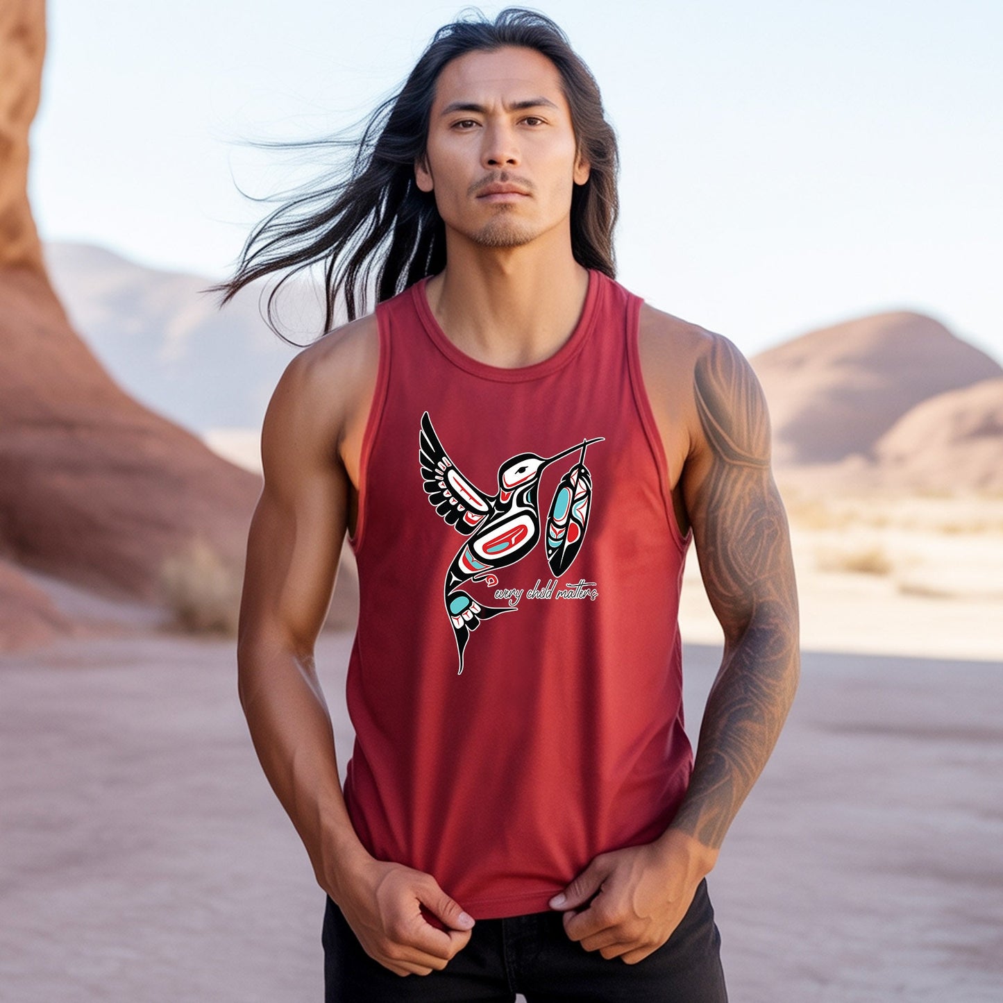 Every Child Matters Hummingbird With Feather Design Unisex Tank Top