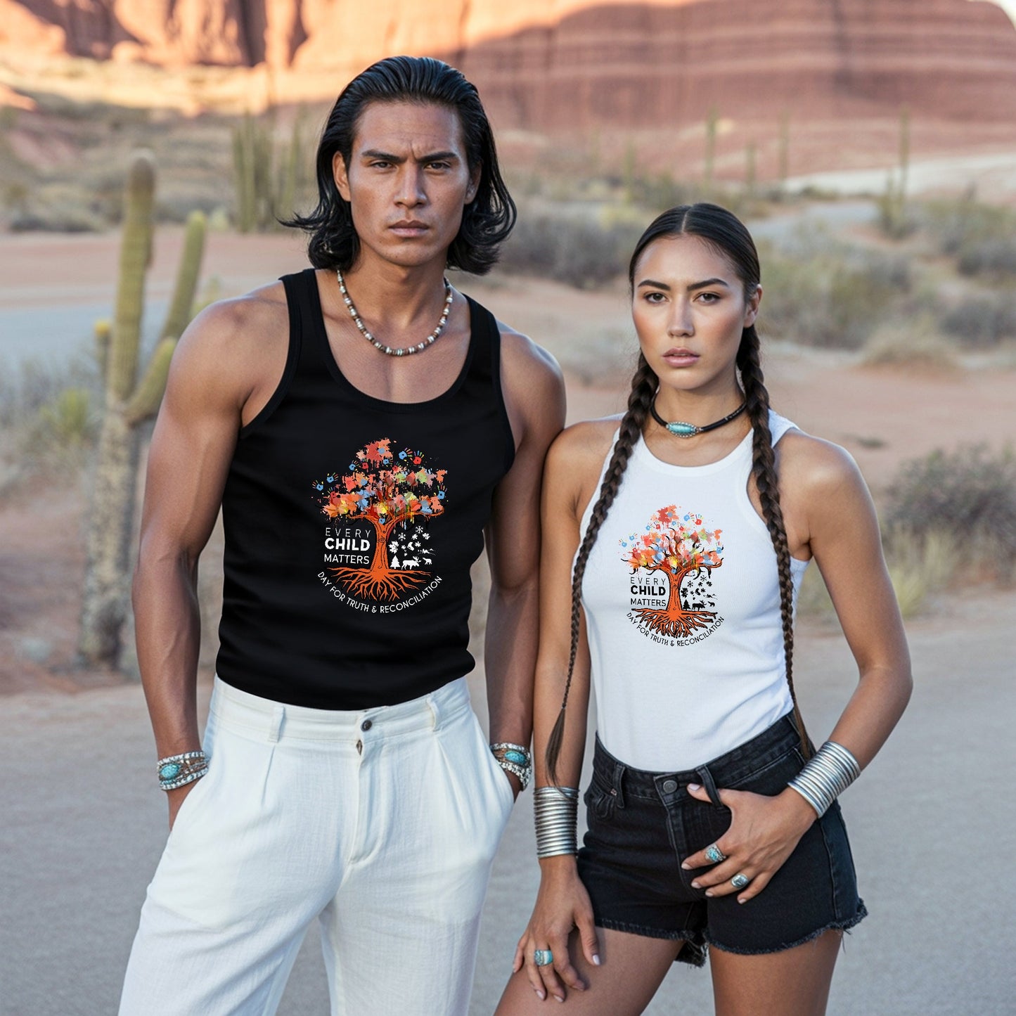 Every Child Matters Tree Of Life, Handprints Of Hope, And Healing Unisex Tank Top