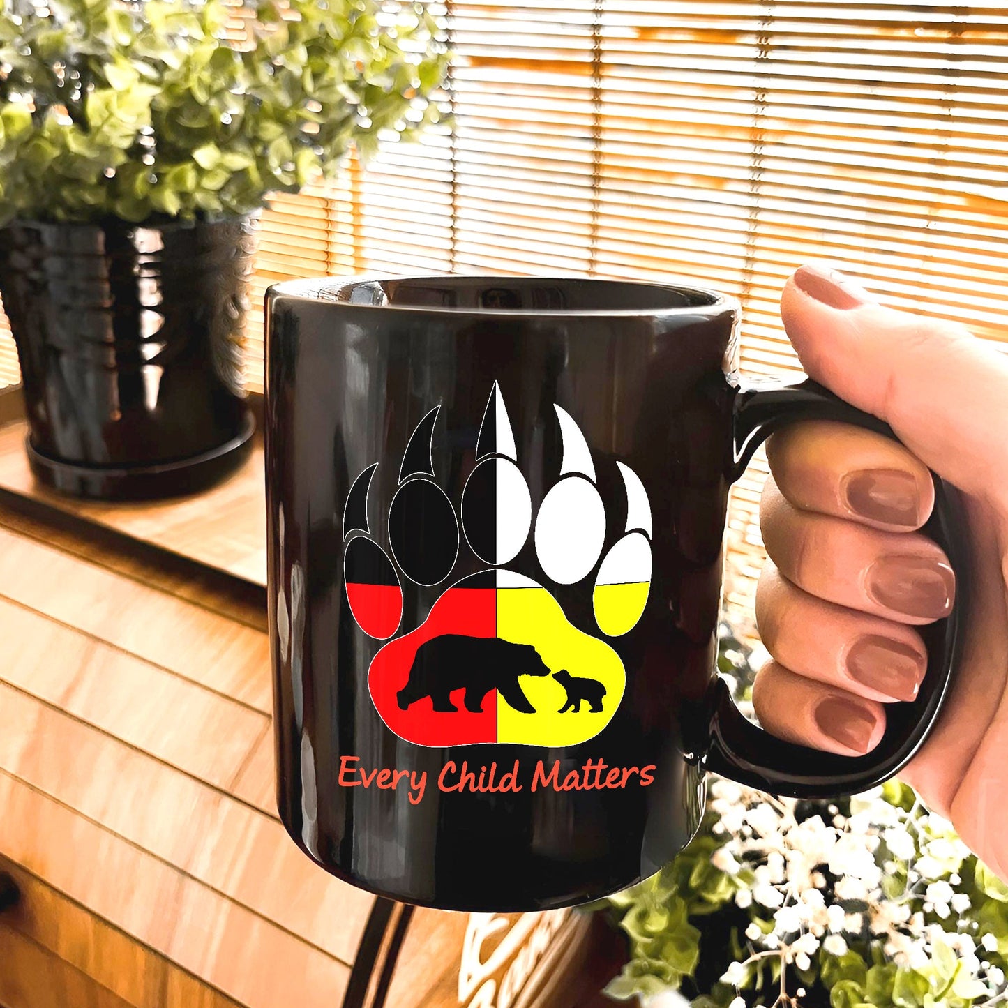 Every Child Matters Bear Paw Indigenous Pride Ceramic Coffee Mug