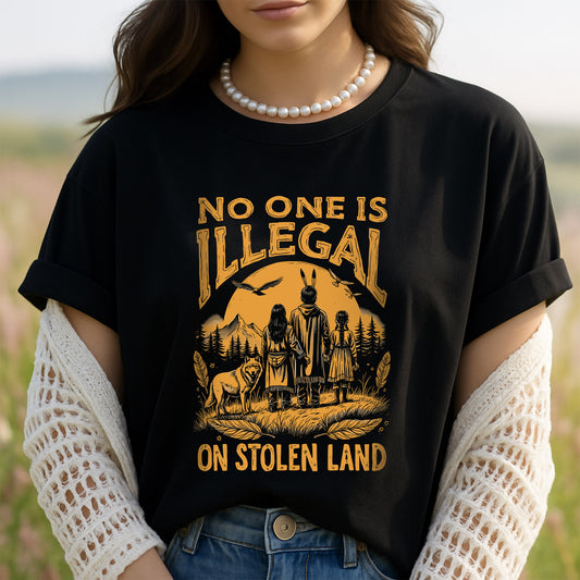 No One Is Illegal Bold Gold Graphic Unisex T-Shirt/T-Shirt V-Neck/Hoodie/Sweatshirt